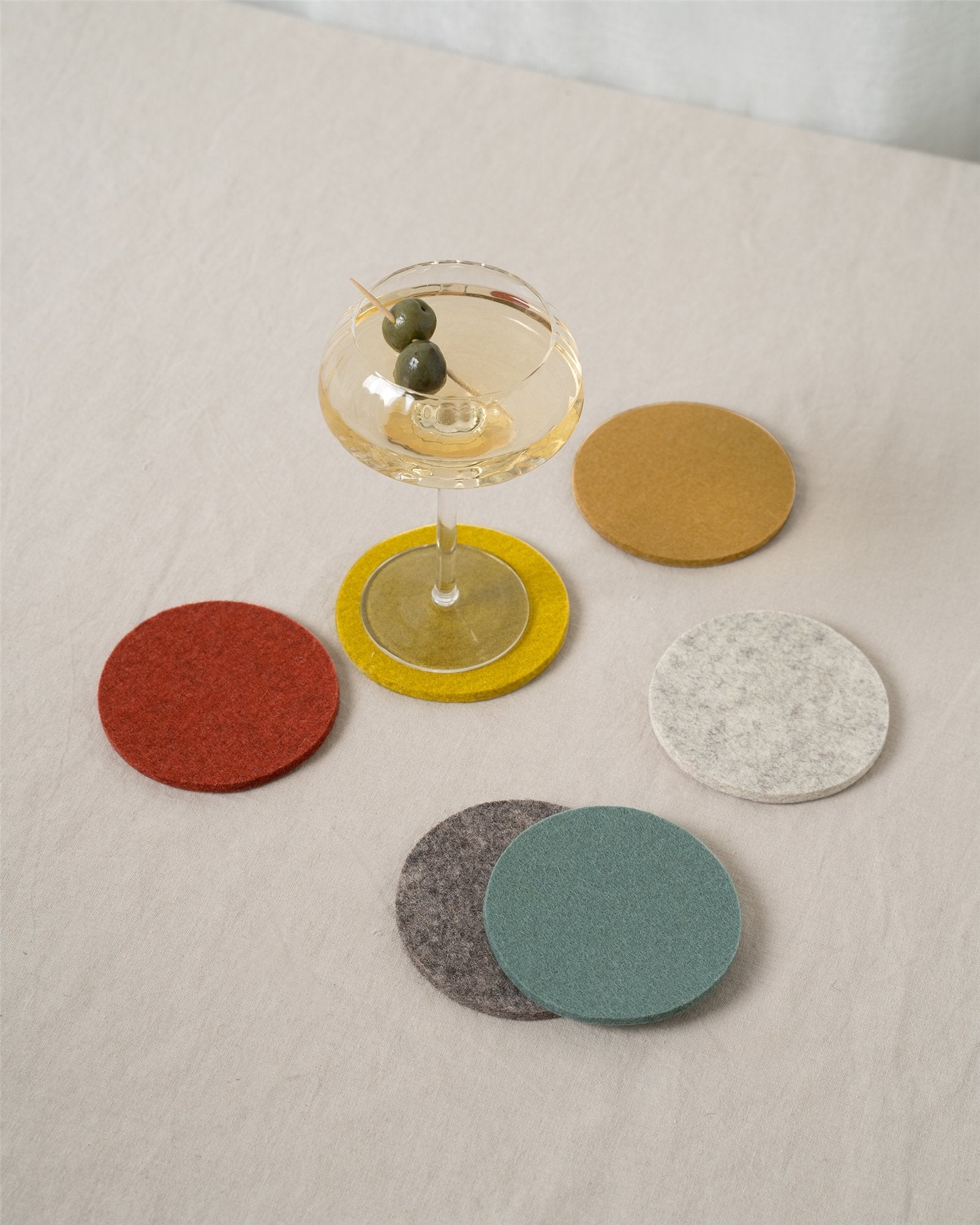 Bierfilzl Merino Wool Round Coaster Multi 6 Pack