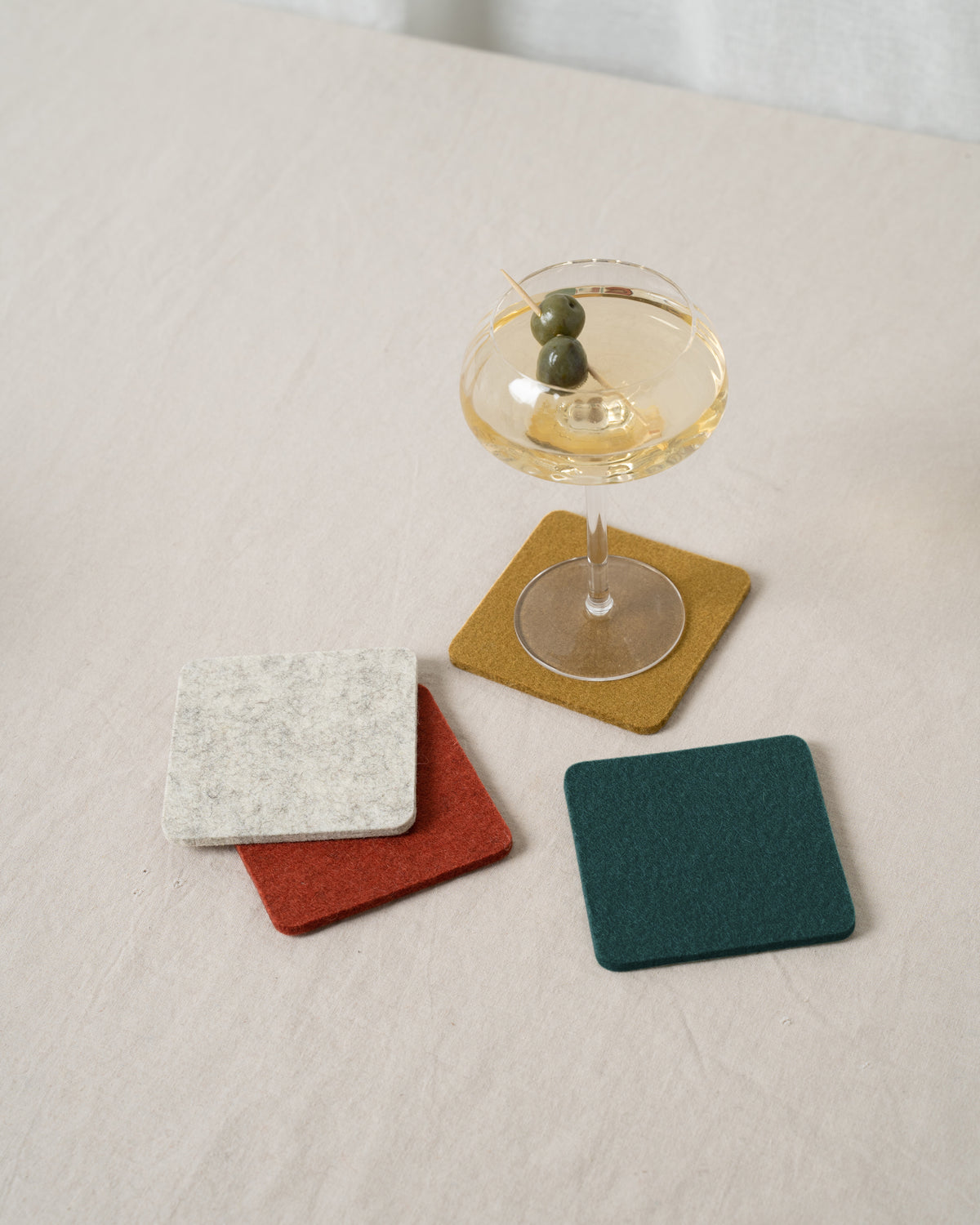 Bierfilzl Merino Wool Square Coaster Multi 4 Pack