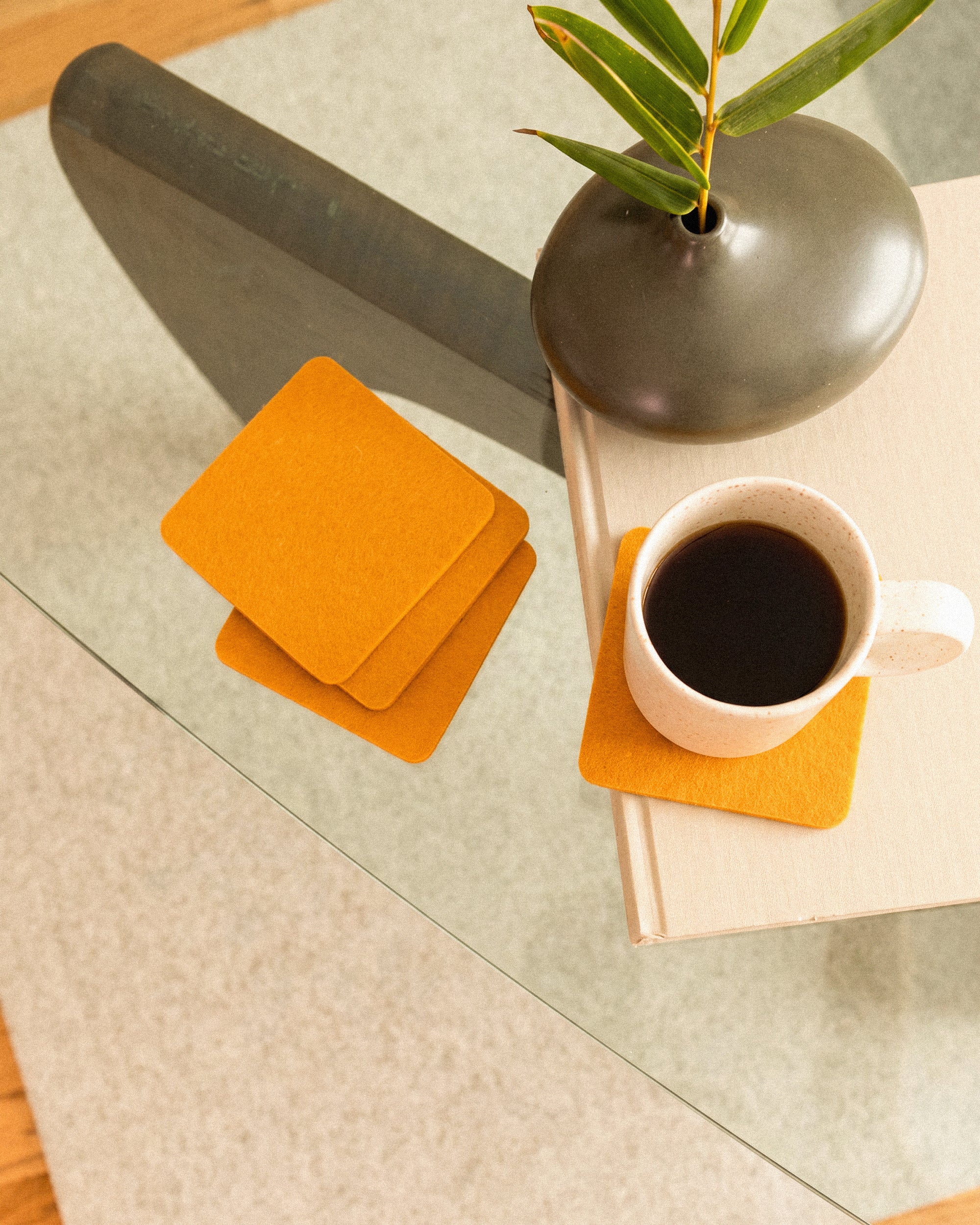Bierfilzl Merino Wool Square Coaster Solid 4 Pack