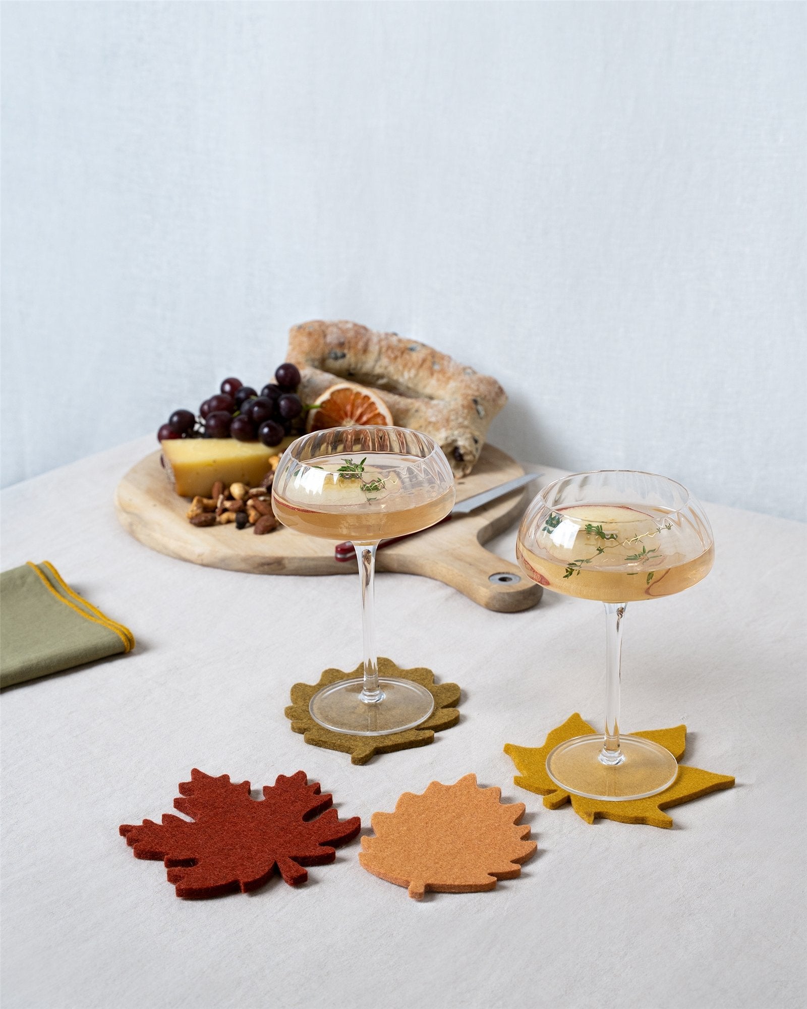 Merino Wool Autumn Leaf Coaster Multi 4 Pack