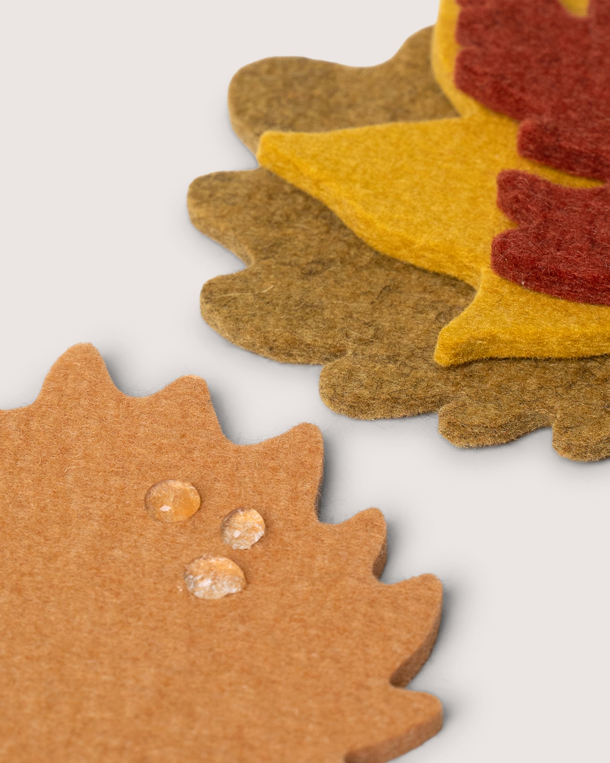 Merino Wool Autumn Leaf Coaster Multi 4 Pack