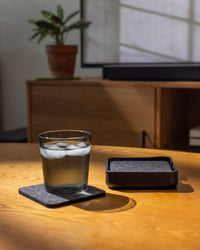 Kobon Leather/Merino Wool Square Tray 4 Pack Coaster Set