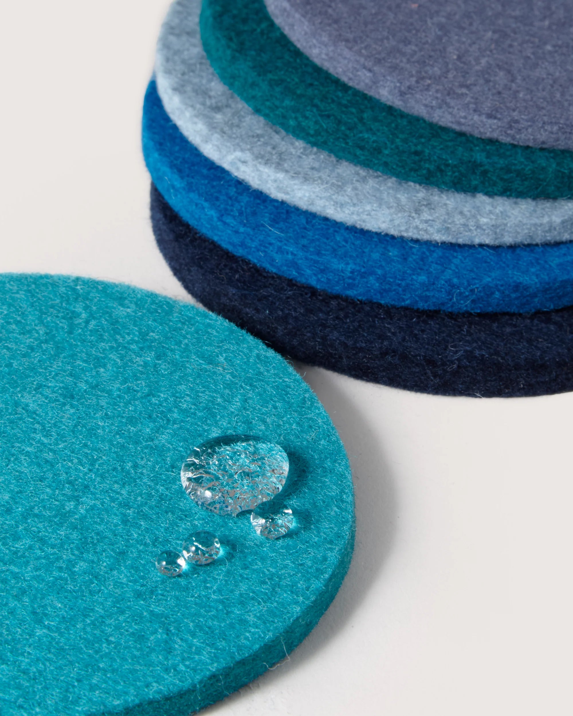 Kobon Leather/Merino Wool Round Tray 6 Pack Coaster Set