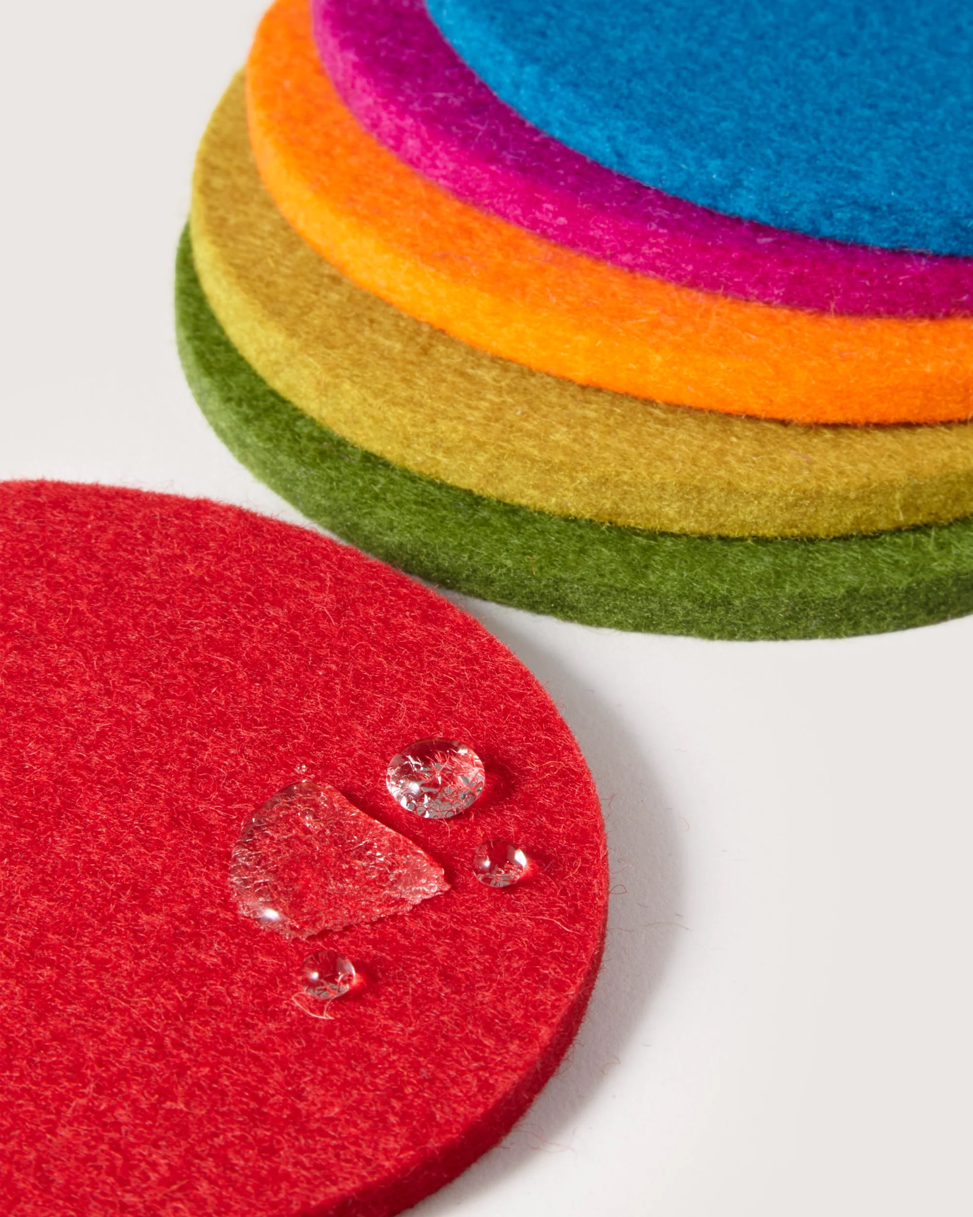 Kobon Leather/Merino Wool Round Tray 6 Pack Coaster Set