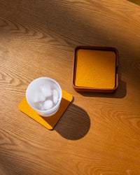 Kobon Leather/Merino Wool Square Tray 4 Pack Coaster Set