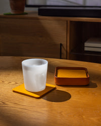 Kobon Leather/Merino Wool Square Tray 4 Pack Coaster Set