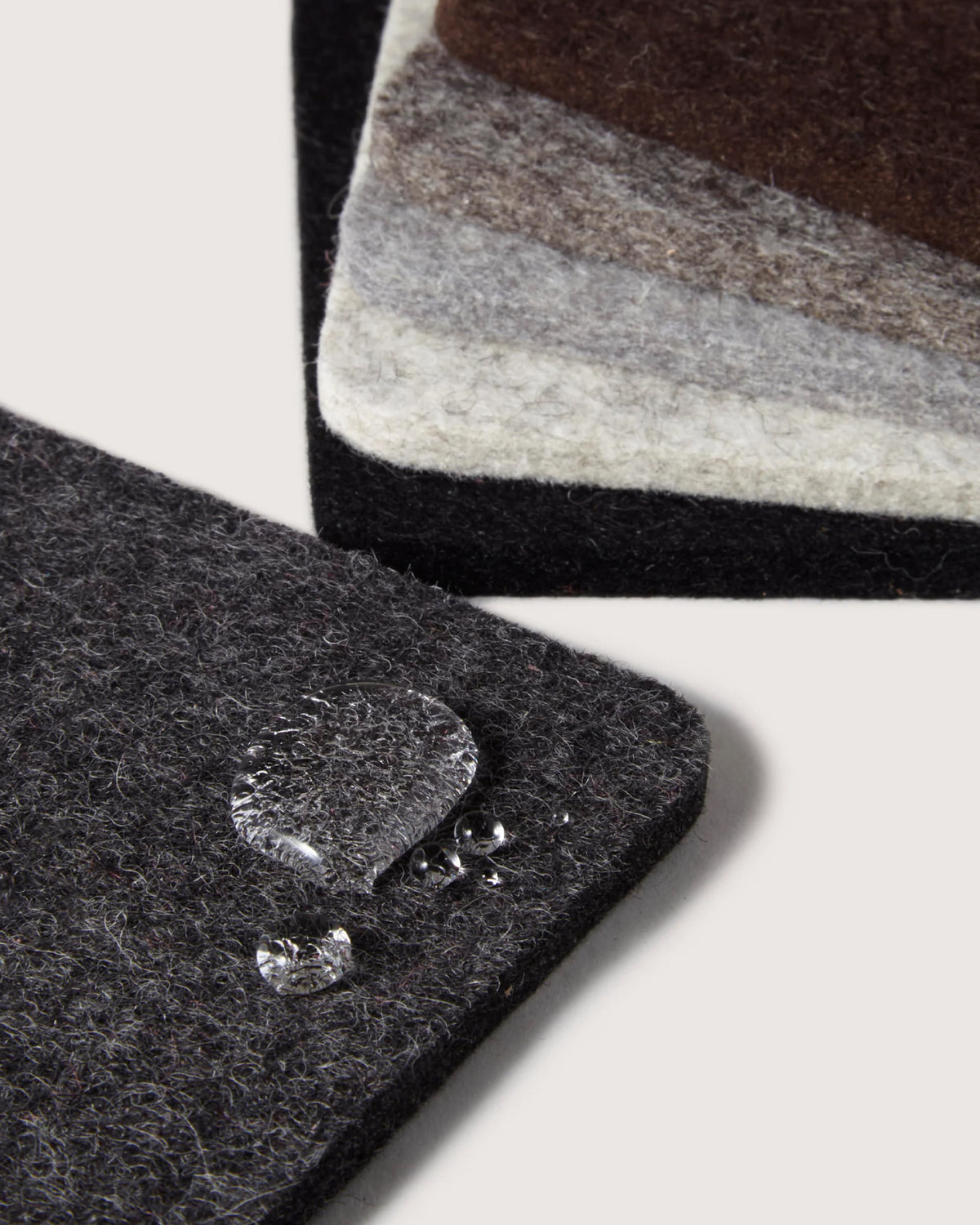 Kobon Leather/Merino Wool Square Tray 6 Pack Coaster Set