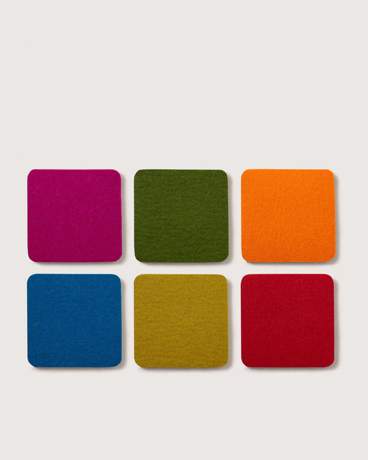 Kobon Leather/Merino Wool Square Tray 6 Pack Coaster Set