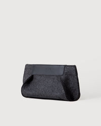 Charcoal Frankie Merino Wool Clutch by Graf Lantz, side view, white background