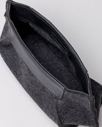 Interior view of Charcoal Frankie Merino Wool Clutch by Graf Lantz, white background