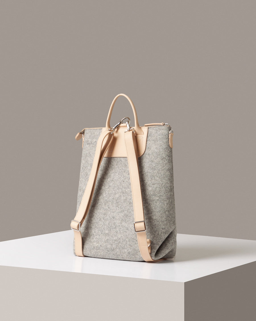 graf lantz mini backpack Merino Wool Felt & Leather Bedford Backpack in Granite/Natural