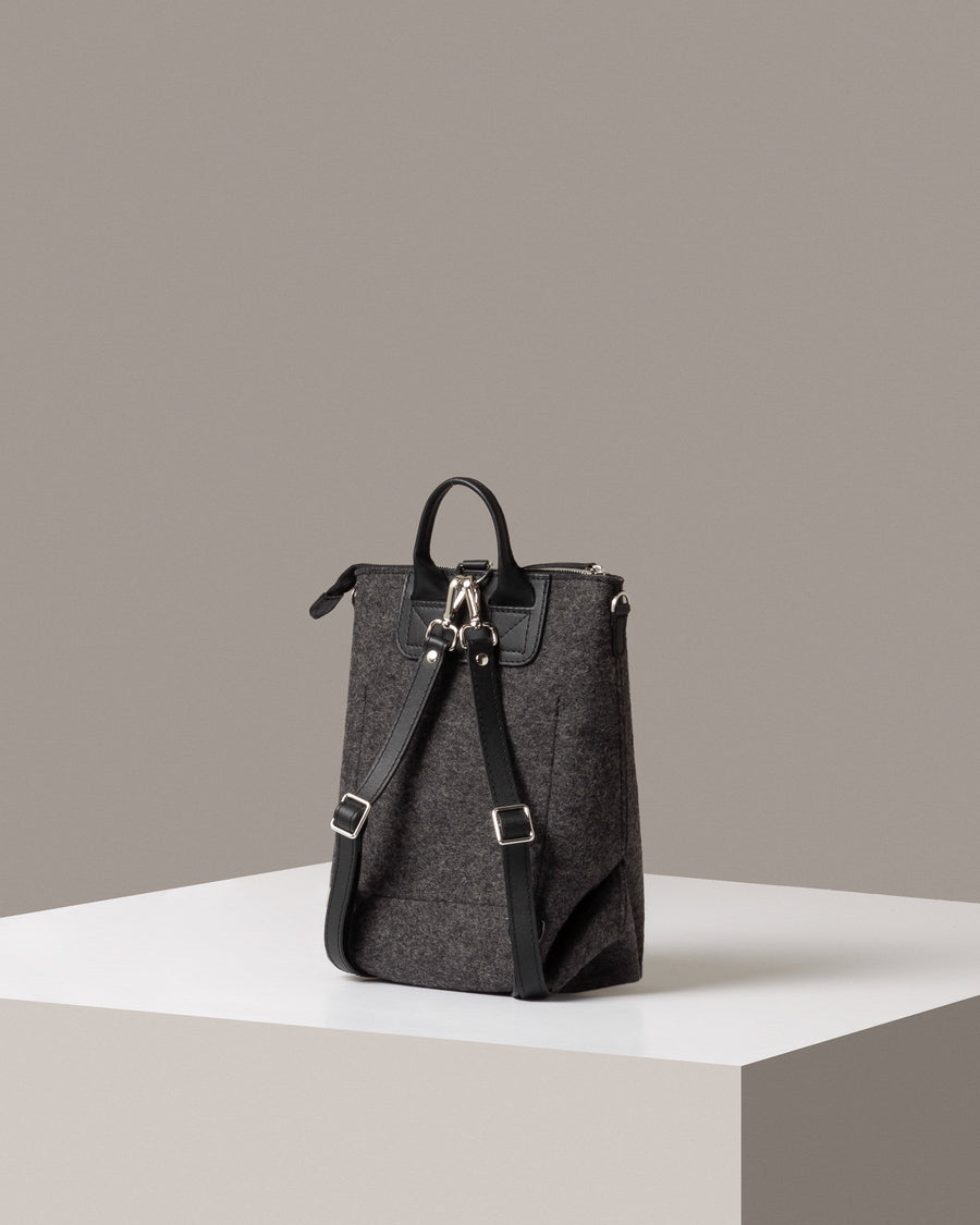graf lantz mini backpack Merino Wool Felt & Leather Mini Bedford Backpack in Charcoal/Black