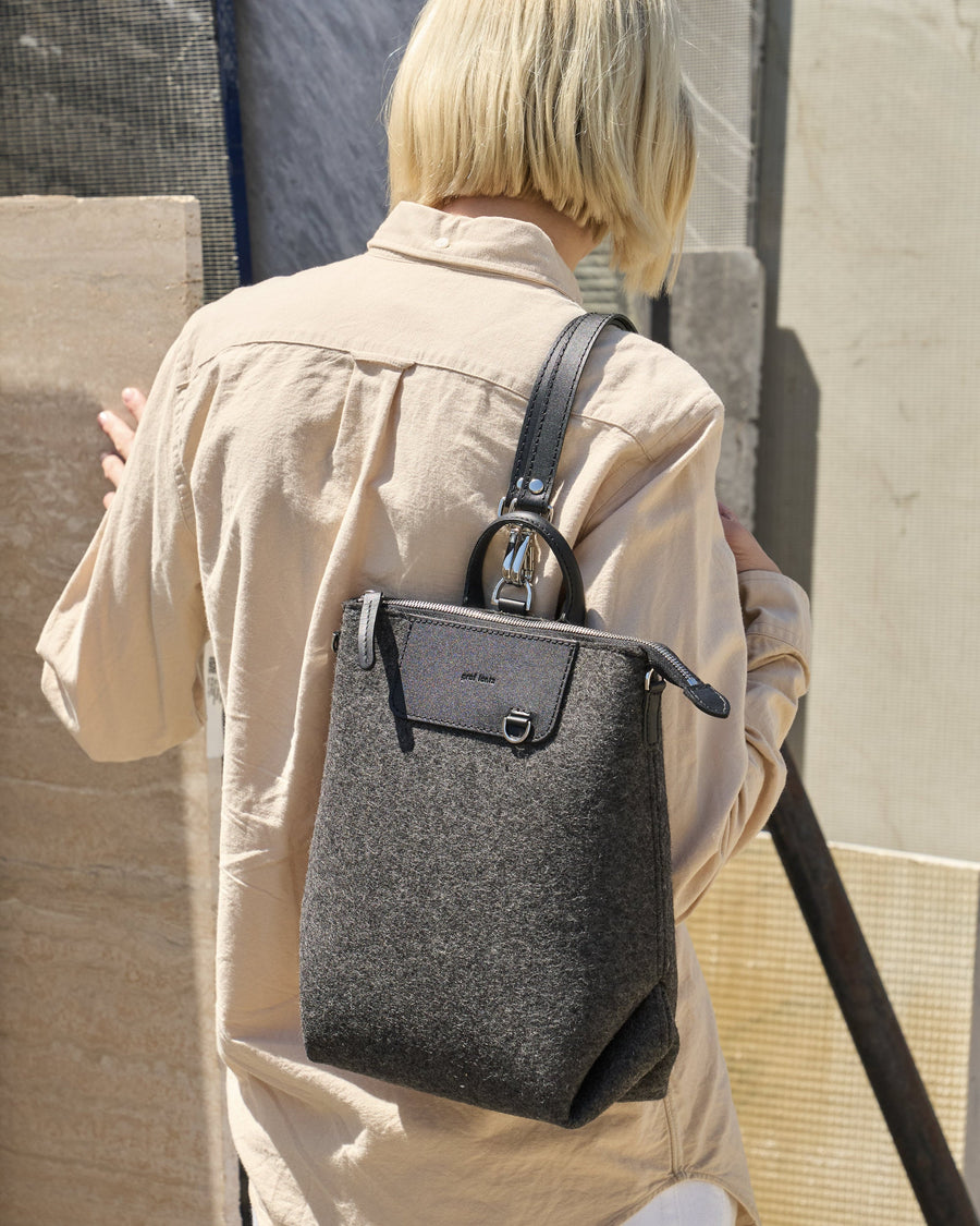 graf lantz mini backpack Merino Wool and Leather Mini Bedford Backpack in Dark Gray and Black