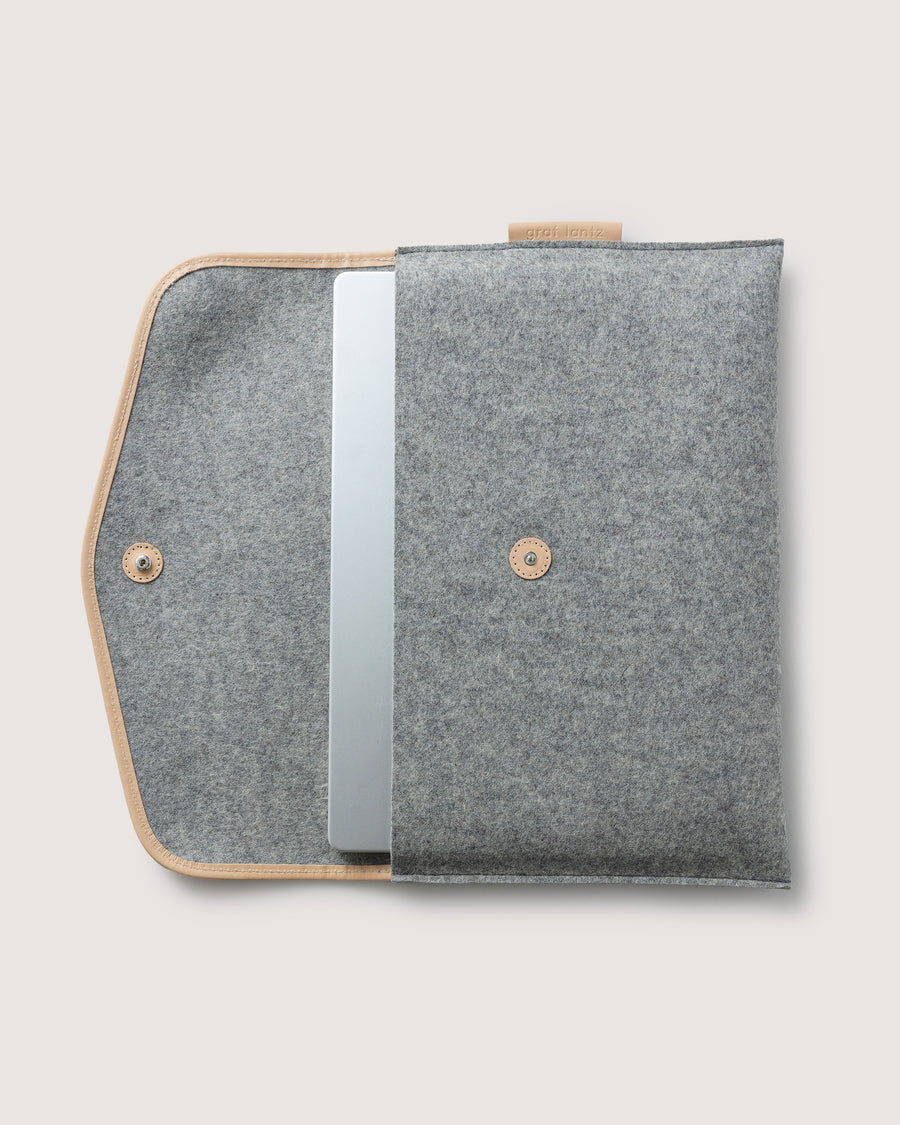 Our elegant 16 inch laptop sleeve. Here in granite color