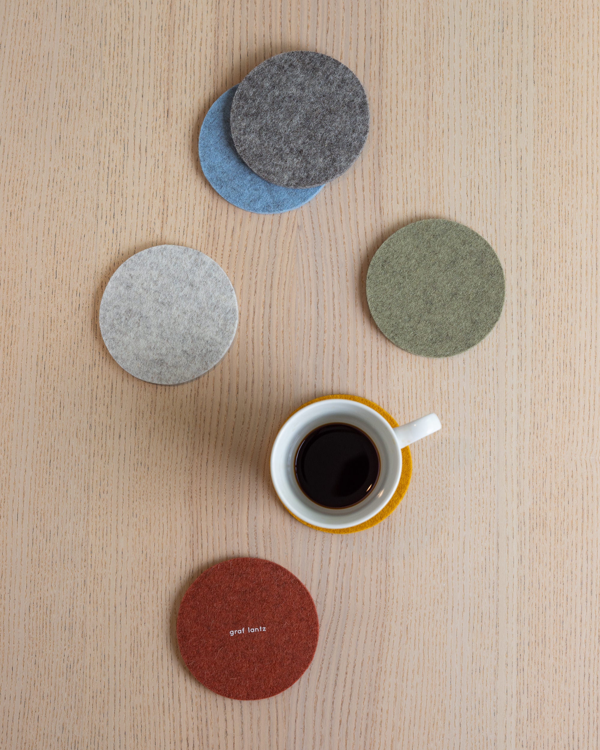 Merino Wool Round Coaster Multi 6 Pack in Desert Sun | Graf Lantz