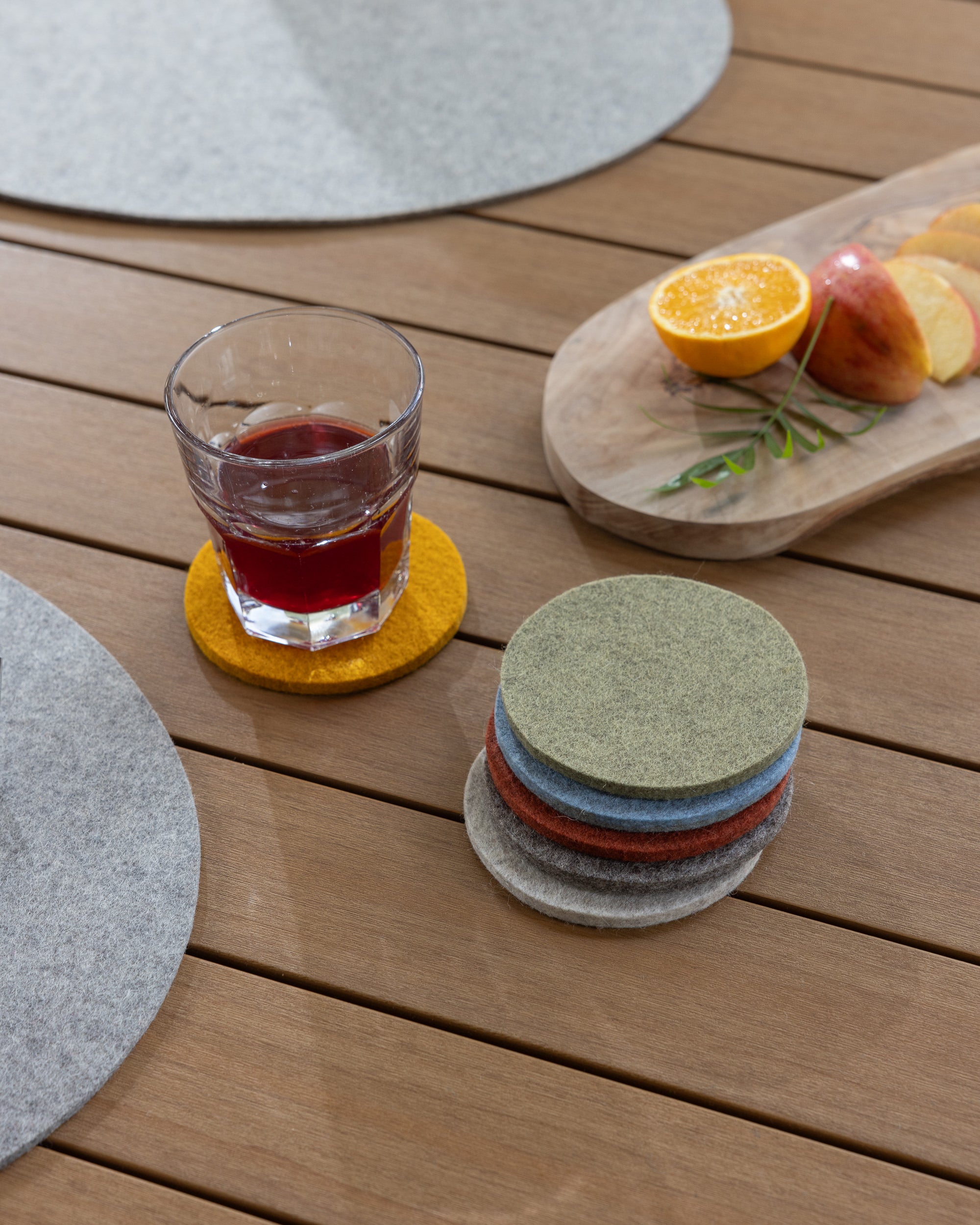 Merino Wool Round Coaster Multi 6 Pack in Desert Sun | Graf Lantz