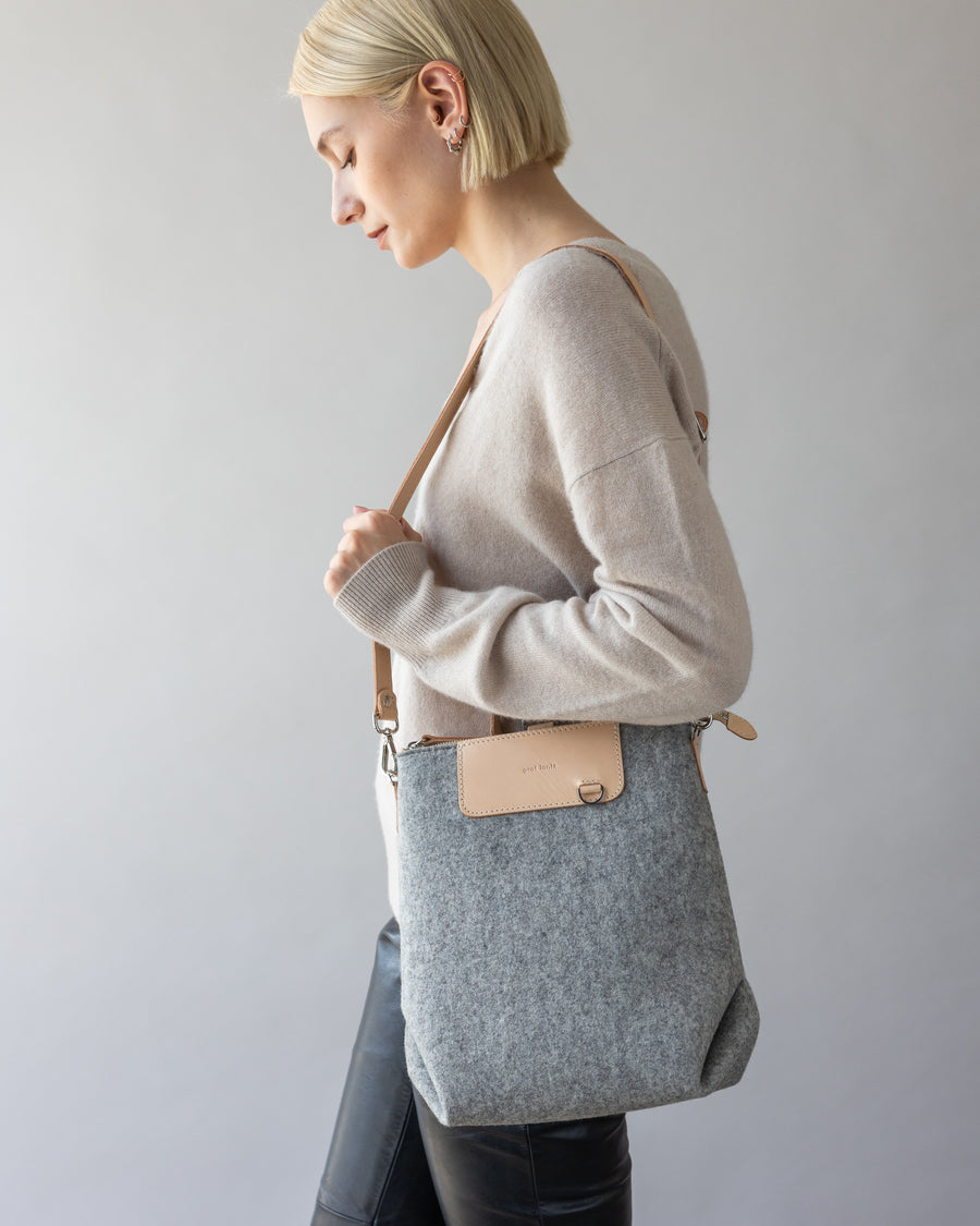 graf lantz mini backpack Merino Wool and Leather Midi Bedford Backpack in Gray and Beige