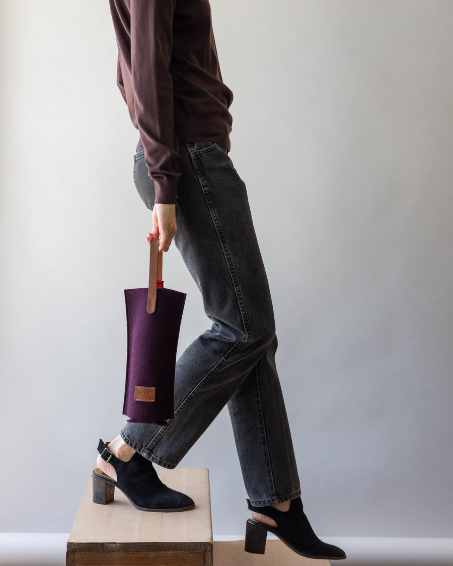 Hana Merino Wool Bottle Bag - Aubergine/Sienna