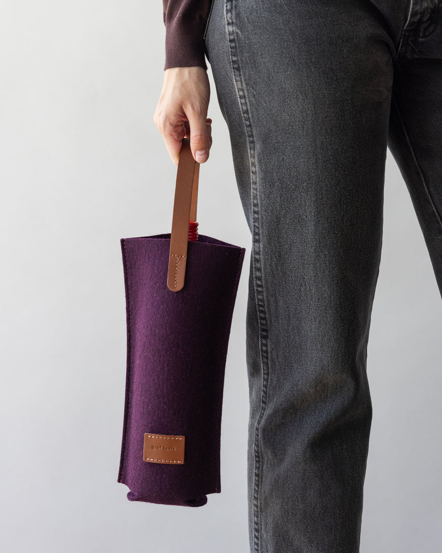 Hana Merino Wool Bottle Bag - Aubergine/Sienna