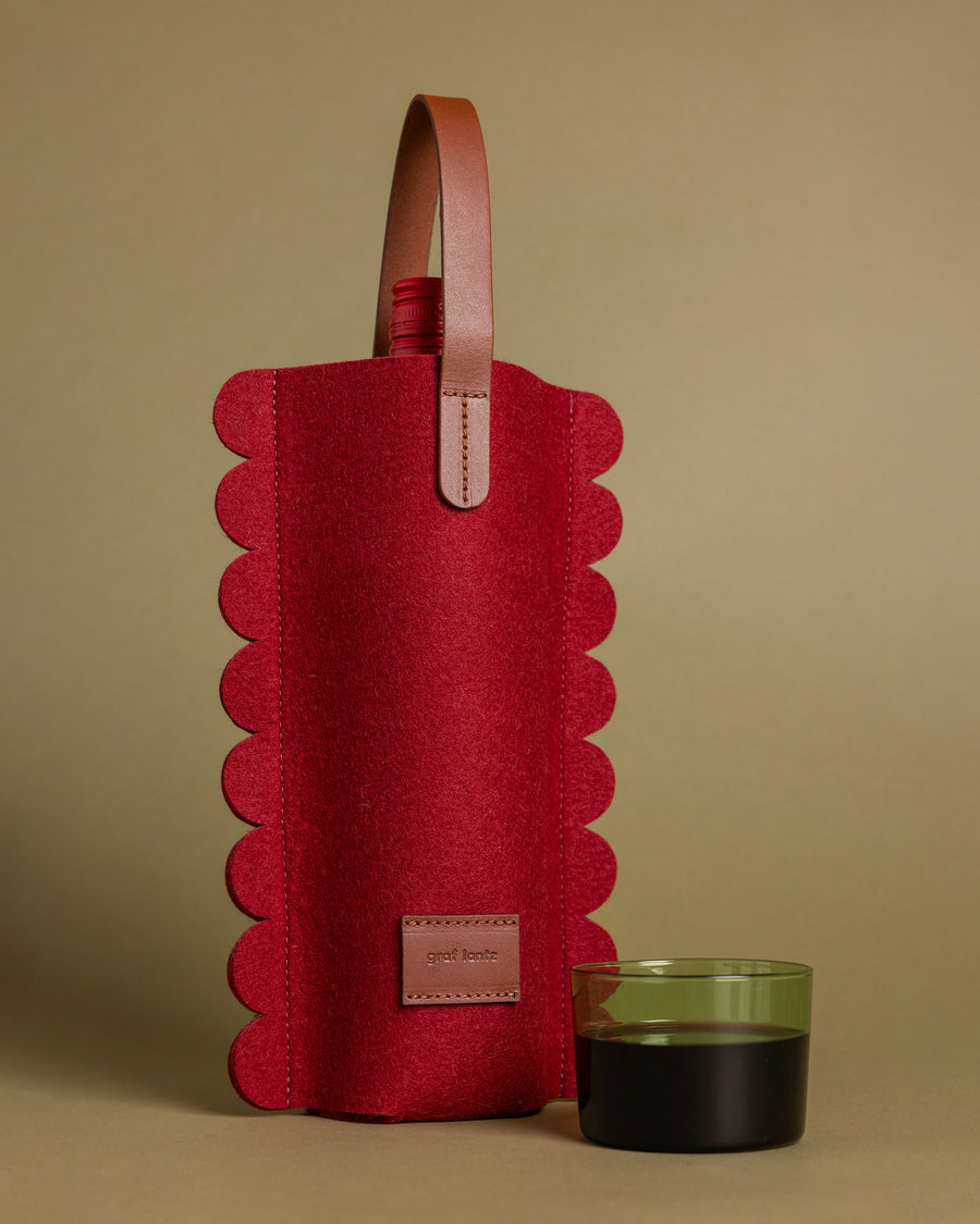 Deco Edge Merino Wool Bottle Bag - Rosewood