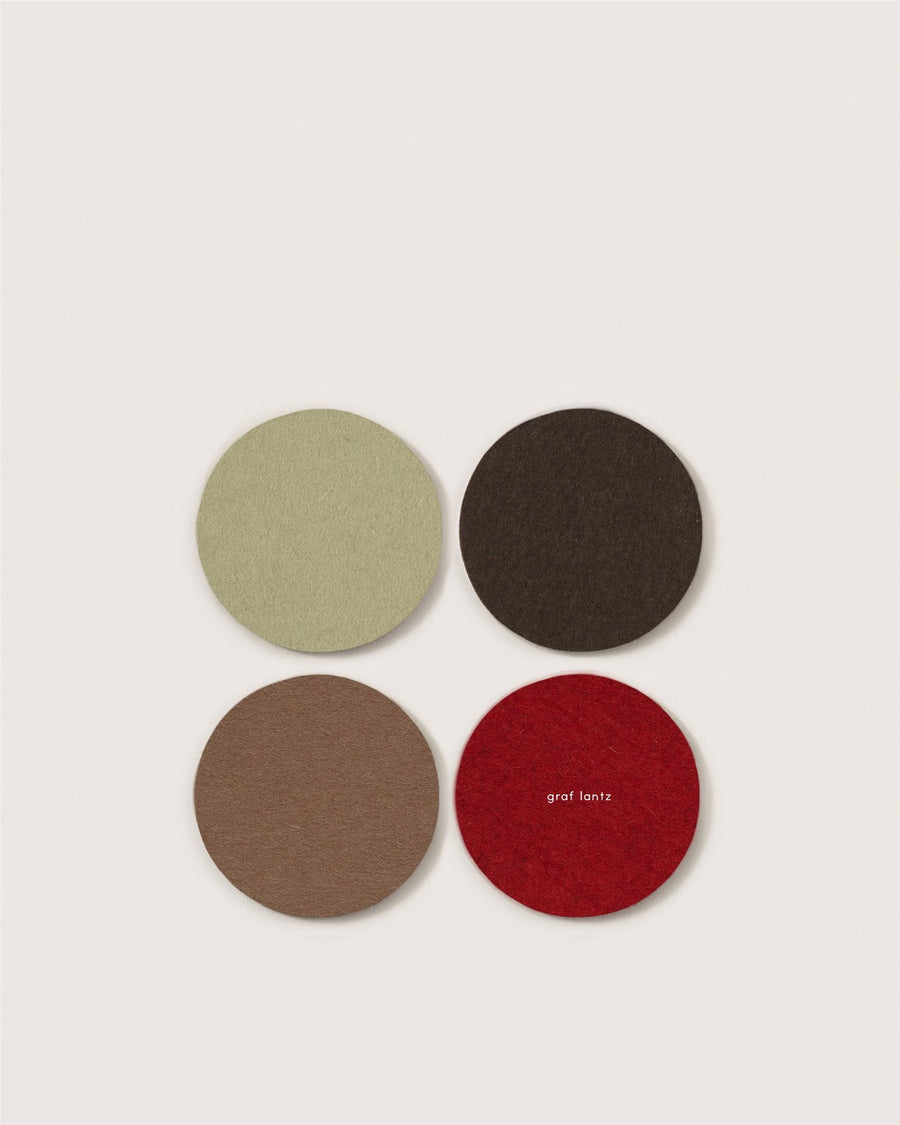 Bierfilzl Merino Wool Round Coaster Multi 4 Pack