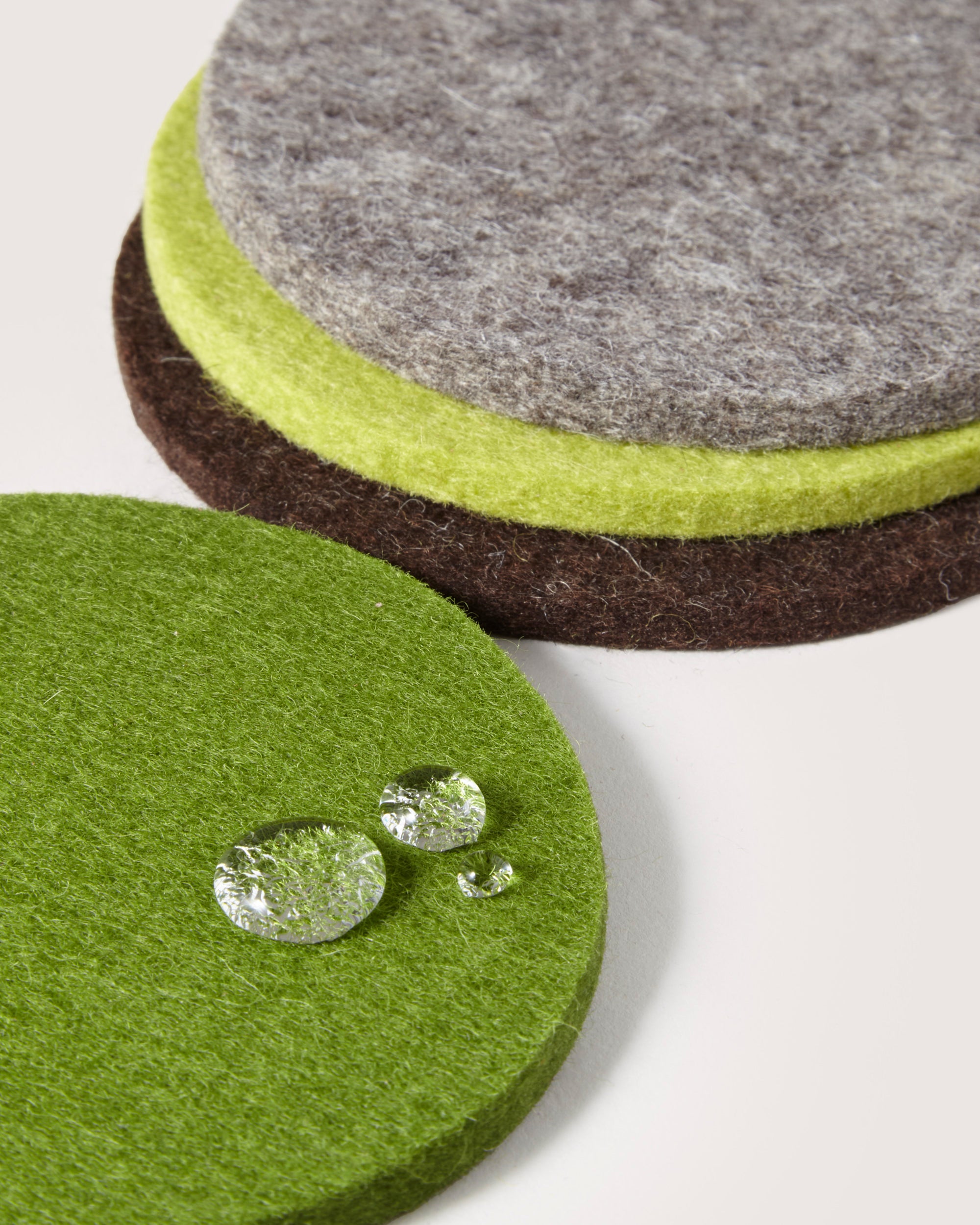Bierfilzl Merino Wool Round Coaster Multi 4 Pack in Forest