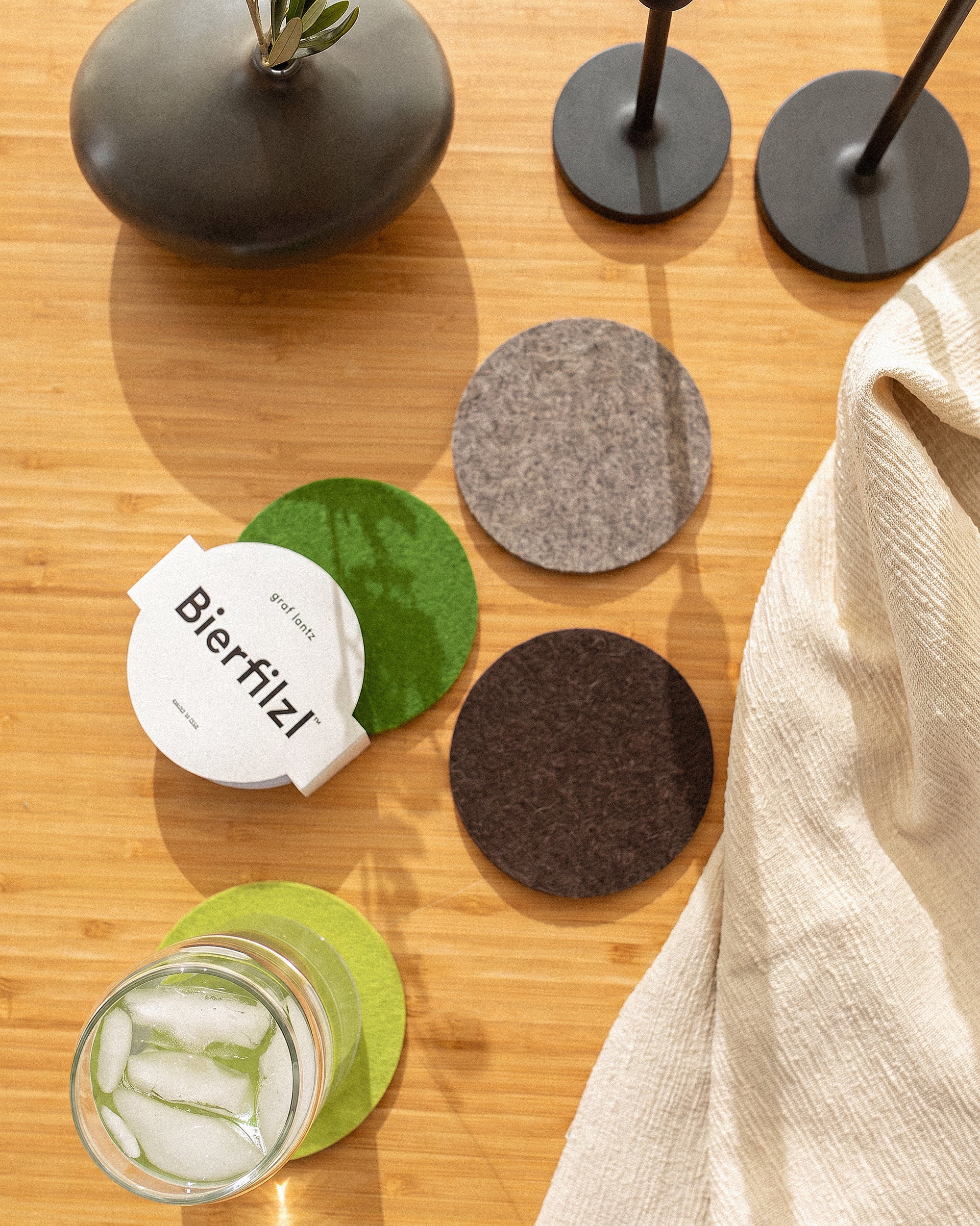Bierfilzl Merino Wool Round Coaster Multi 4 Pack