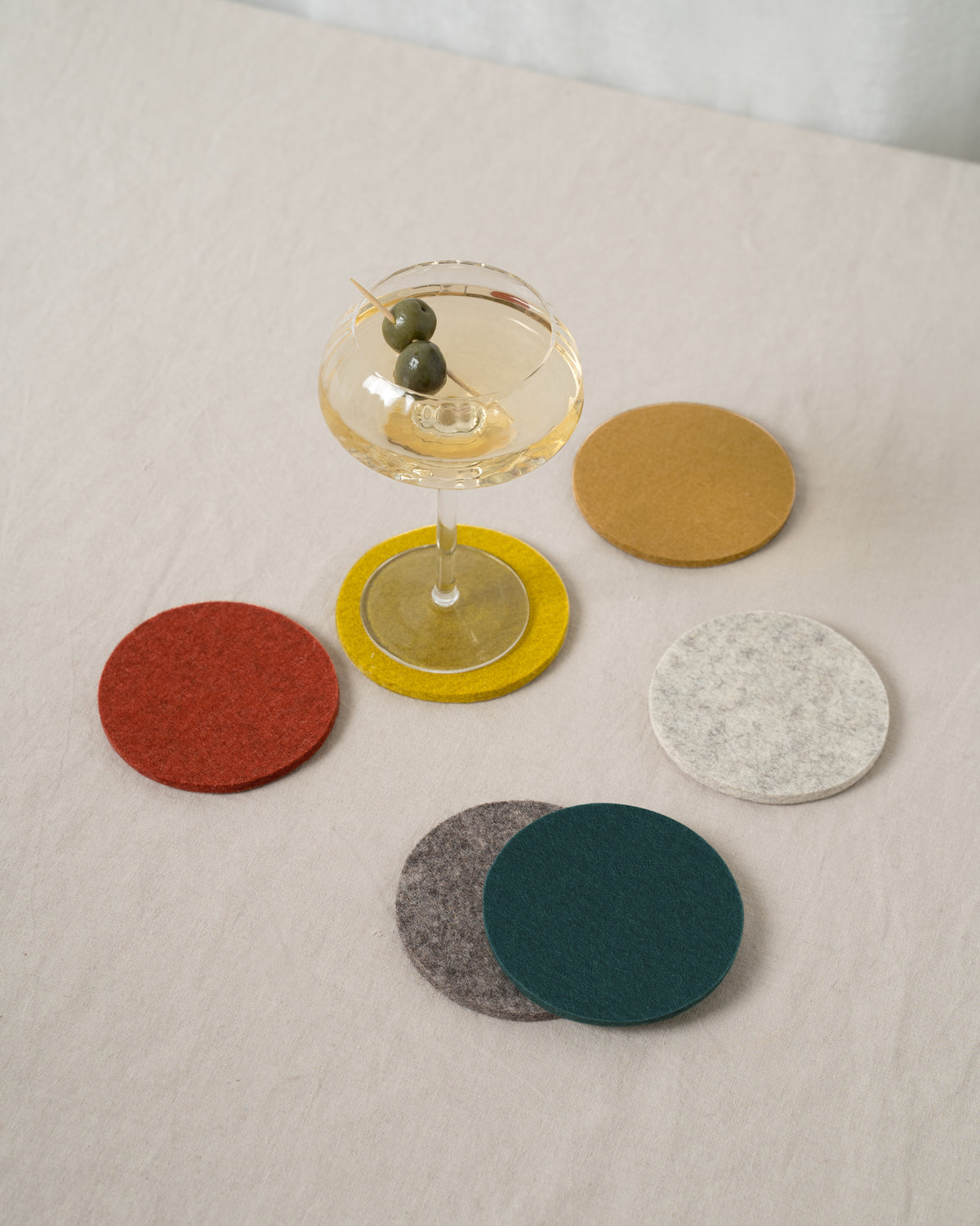 Bierfilzl Merino Wool Round Coaster Multi 6 Pack