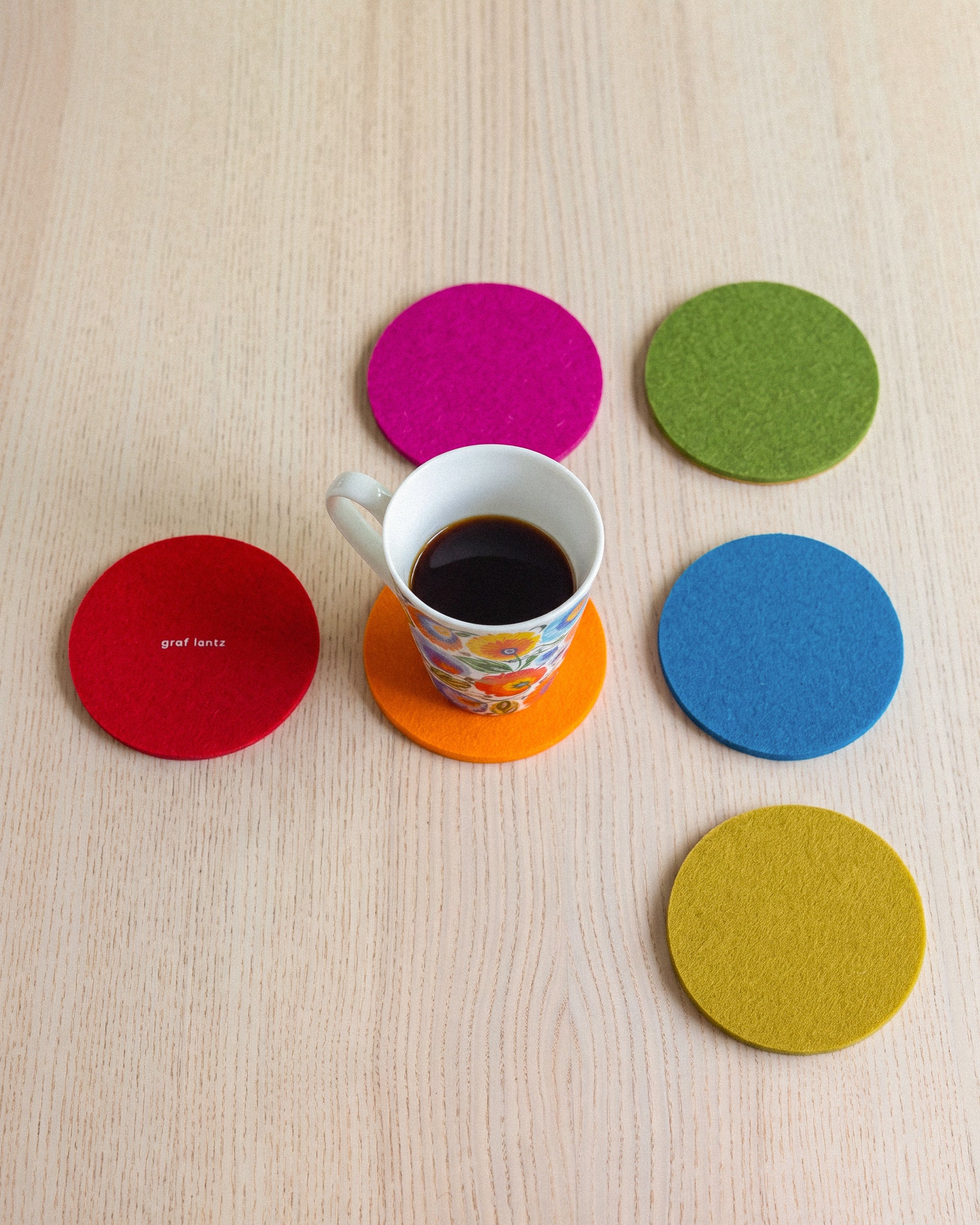 Bierfilzl Merino Wool Round Coaster Multi 6 Pack