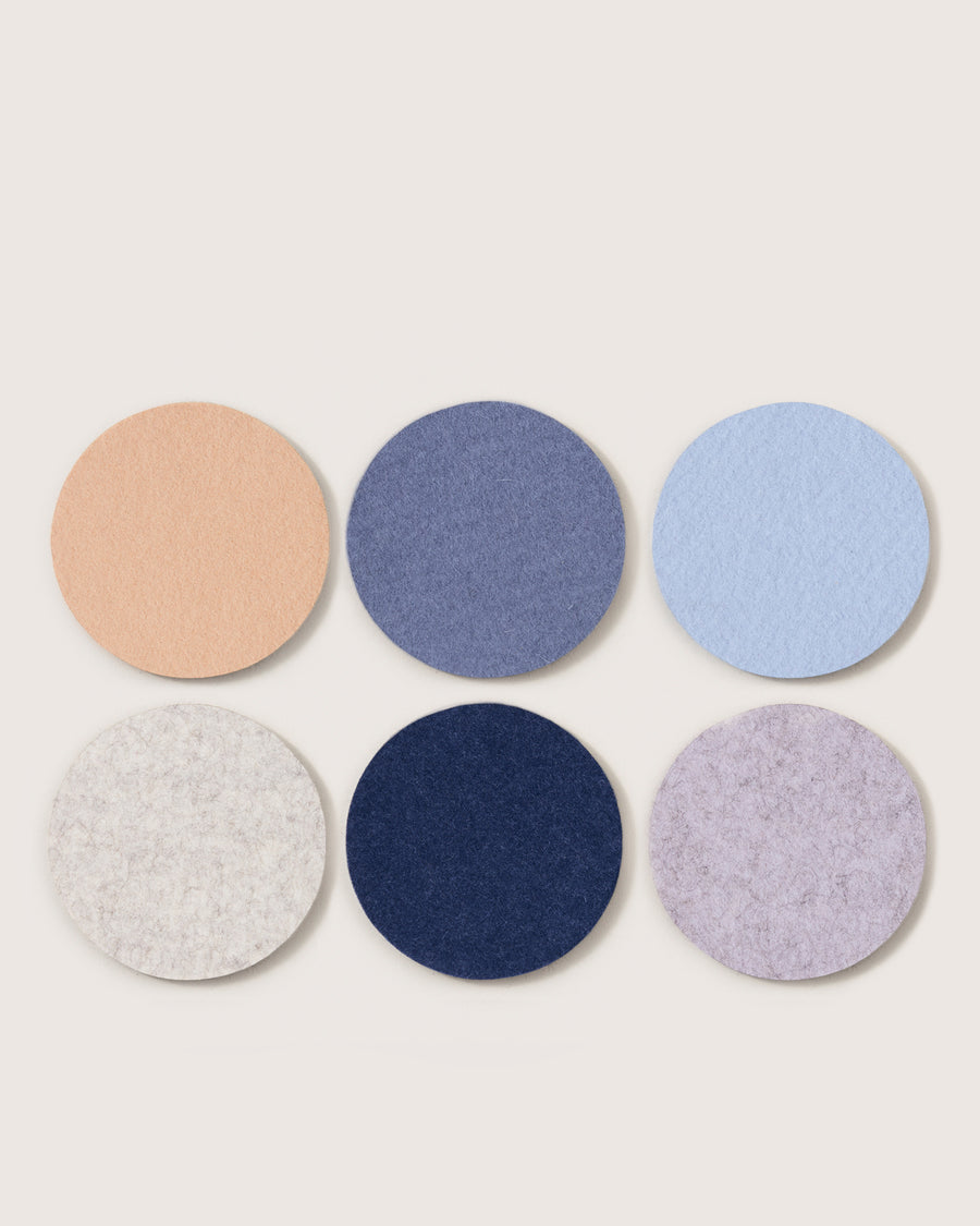 Release quality BLISS コースター Merino Wool Round Coaster Multi 6 Pack in Ocean | Graf Lantz
