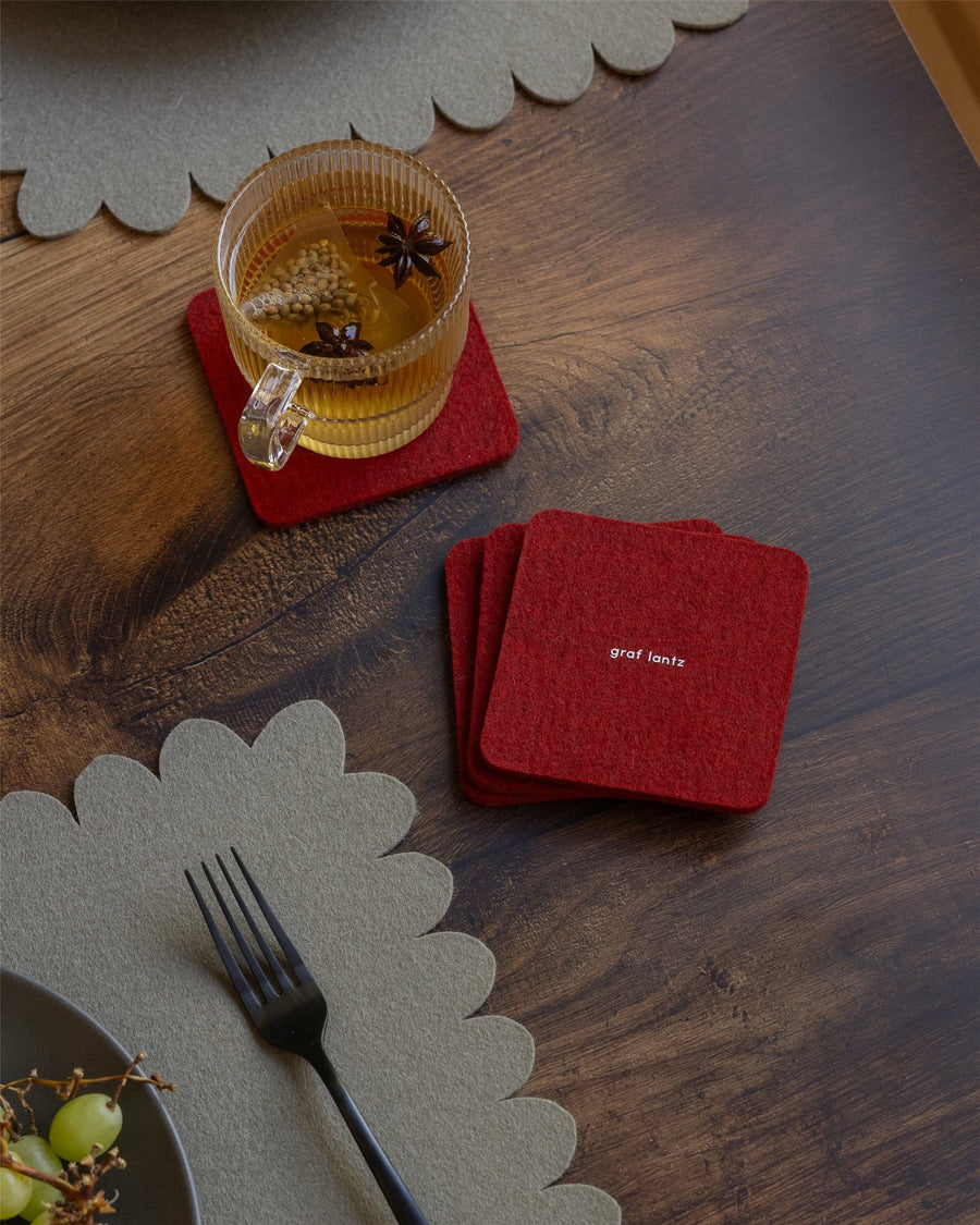 Bierfilzl Merino Wool Square Coaster Solid 4 Pack