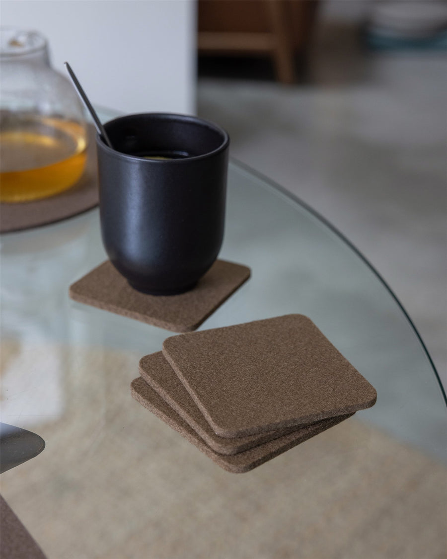 Bierfilzl Merino Wool Square Coaster Solid 4 Pack