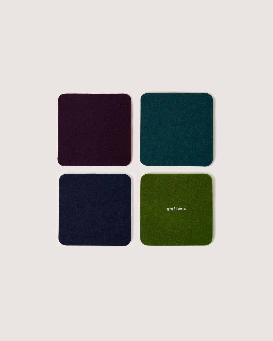 Bierfilzl Merino Wool Square Coaster Multi 4 Pack