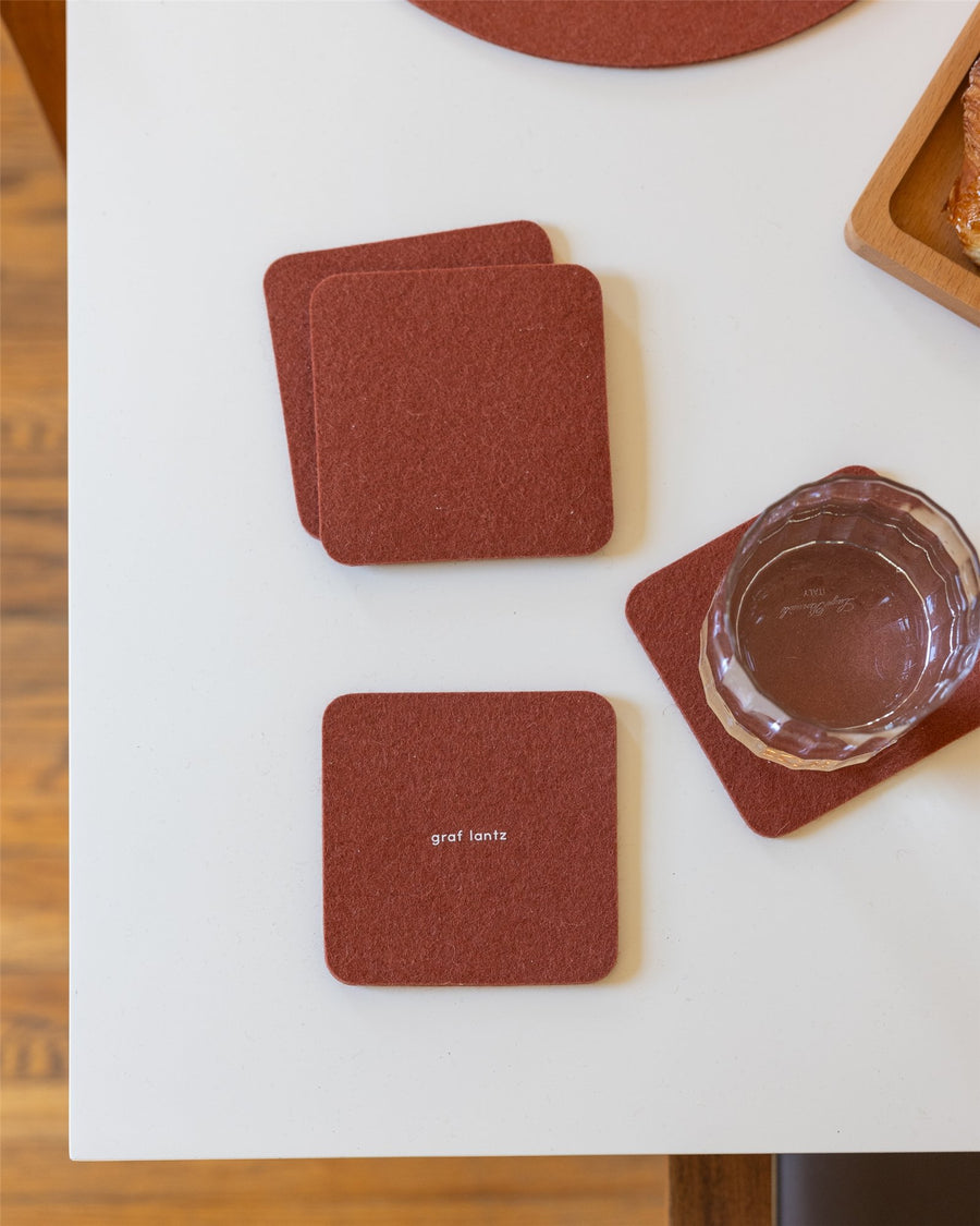 Bierfilzl Merino Wool Square Coaster Solid 4 Pack