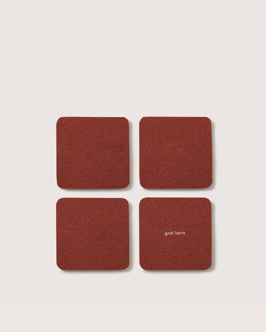 Bierfilzl Merino Wool Square Coaster Solid 4 Pack