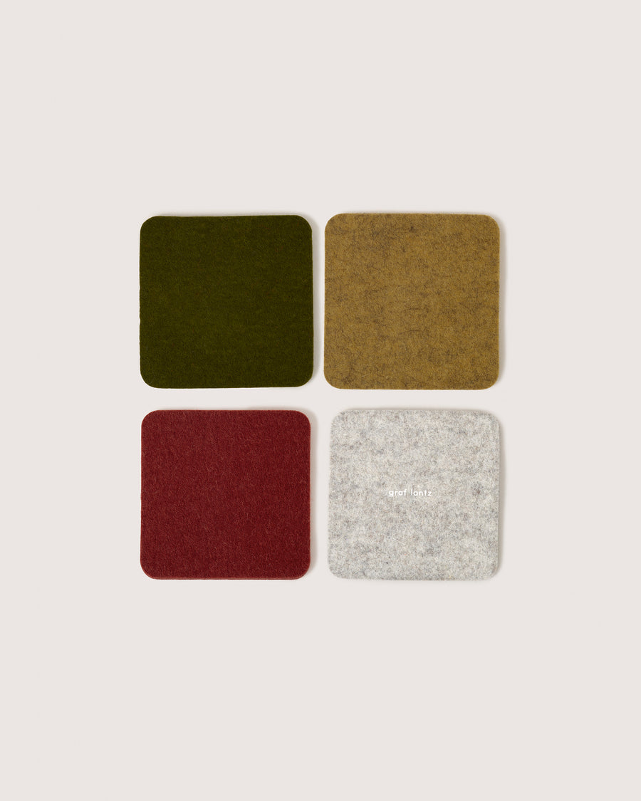 Bierfilzl Merino Wool Square Coaster Multi 4 Pack