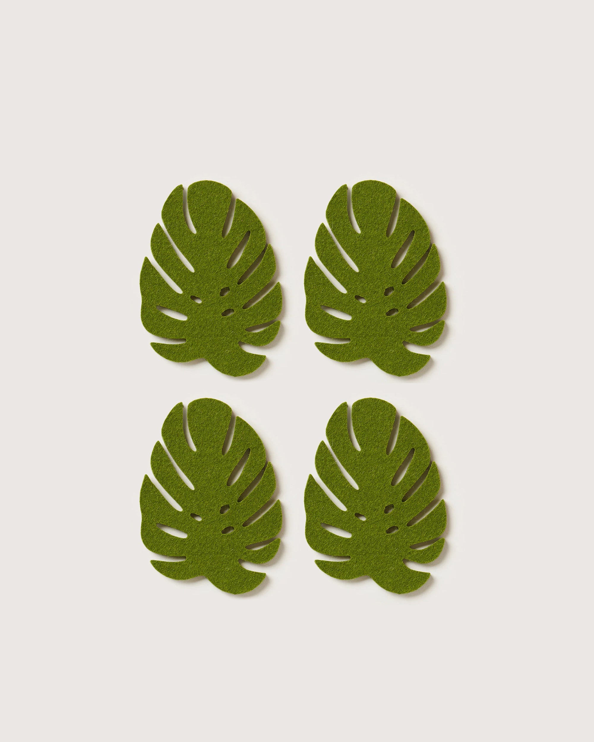 Merino Wool Monstera Coaster 4 Pack in Loden Green | Graf Lantz