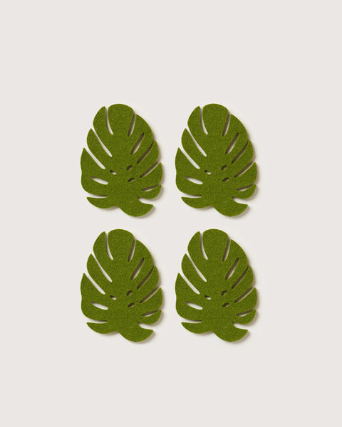 Merino Wool Monstera Coaster 4 Pack in Loden Green | Graf Lantz