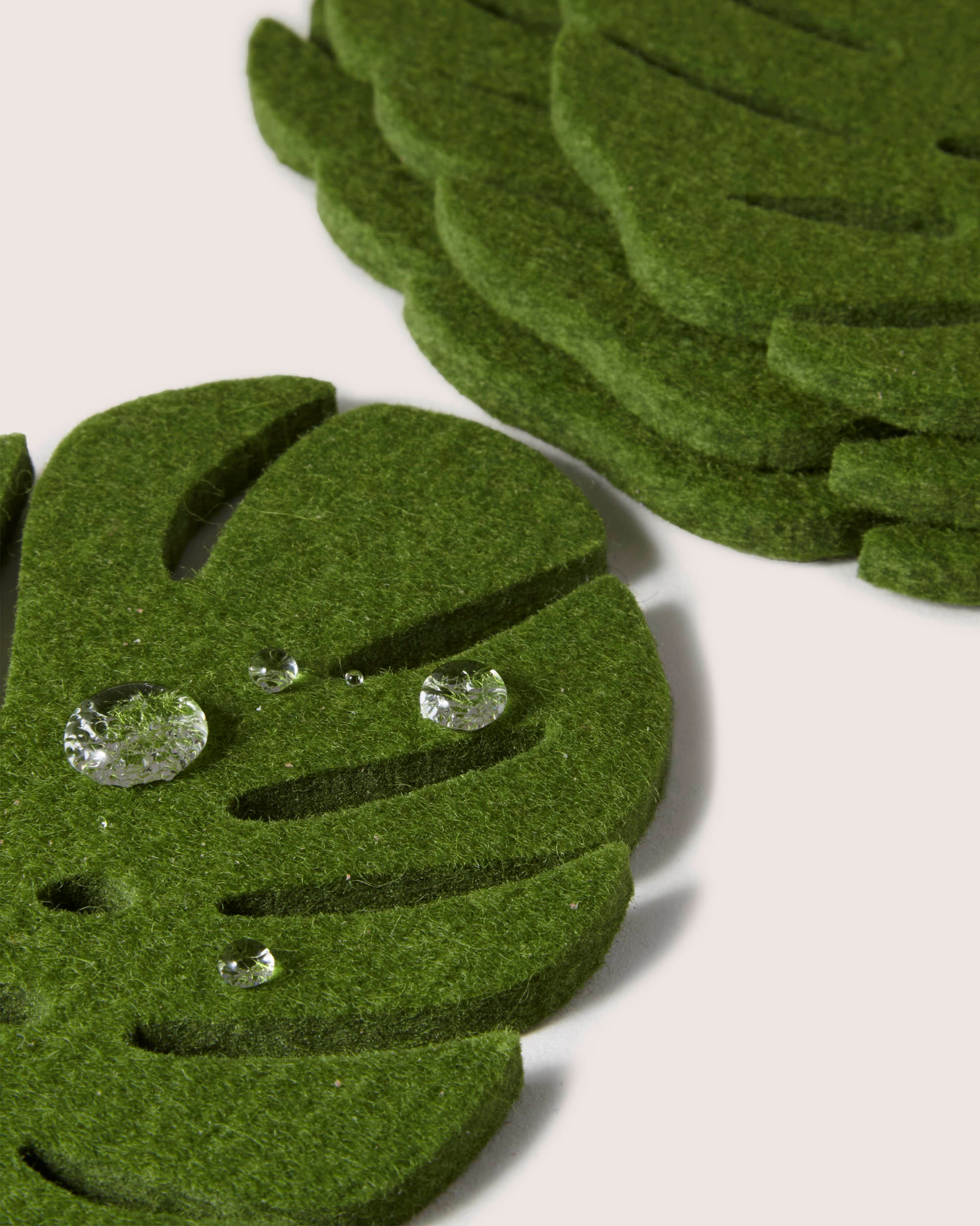 Merino Wool Monstera Coaster 4 Pack in Loden Green | Graf Lantz