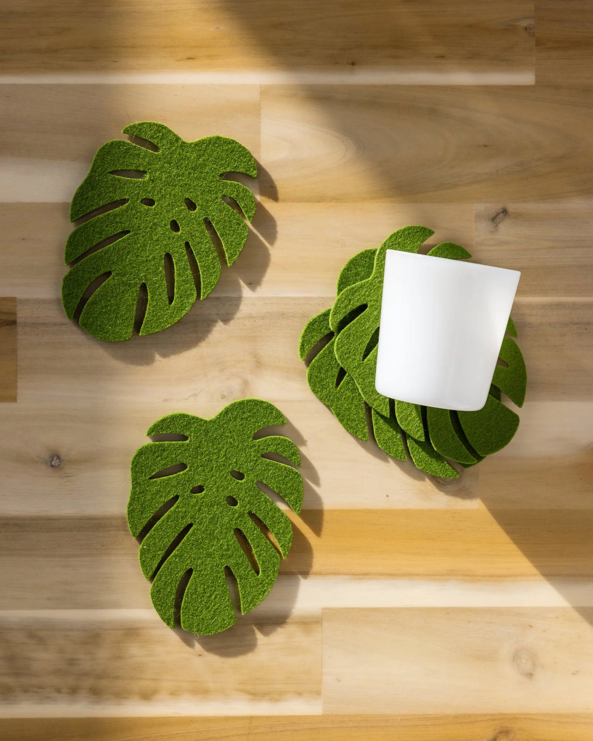 Merino Wool Monstera Coaster 4 Pack in Loden Green | Graf Lantz