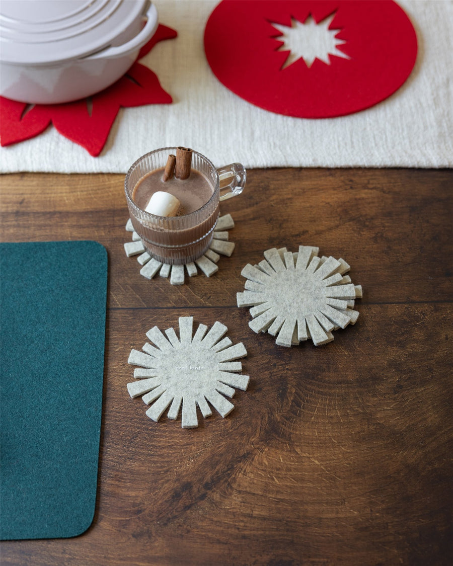 Merino Wool Starburst Coaster Solid 4 Pack
