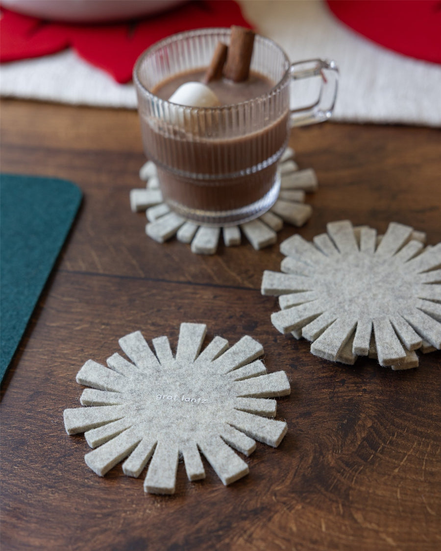 Merino Wool Starburst Coaster Solid 4 Pack