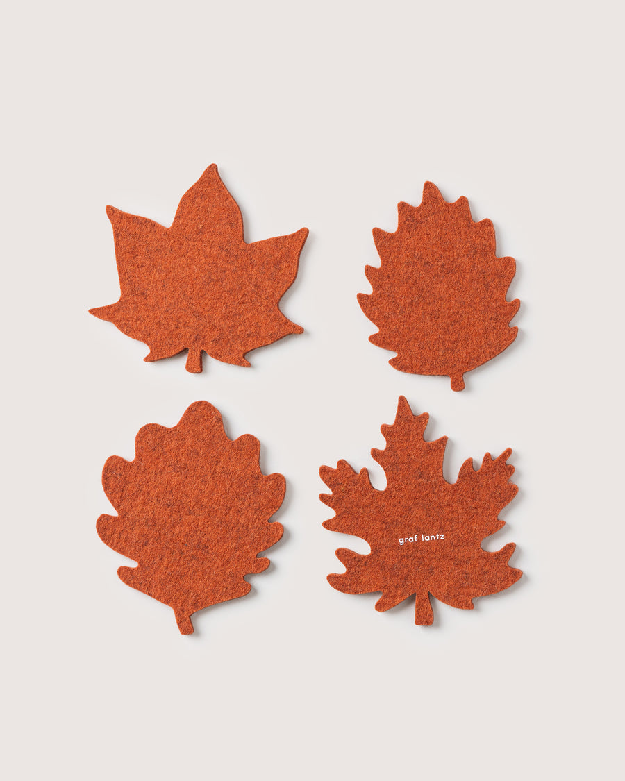 Merino Wool Leaf Coaster Solid 4 Pack