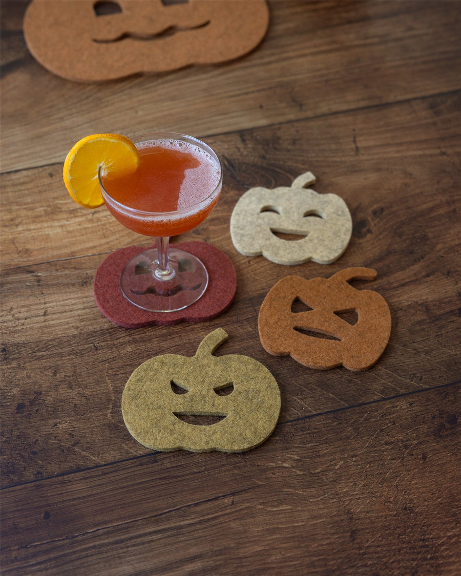 Merino Wool Pumpkin Coaster Multi 4 Pack