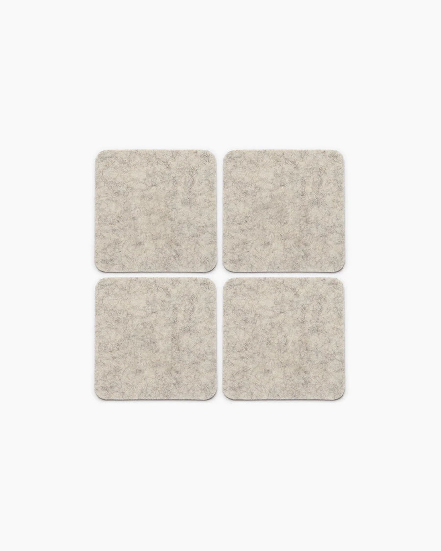 Kobon Leather/Merino Wool Square Tray 4 Pack Coaster Set