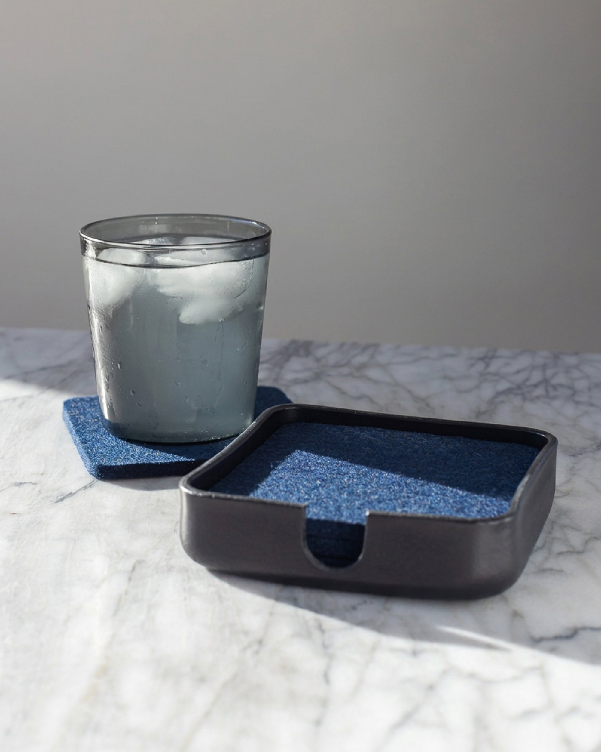 Kobon Leather/Merino Wool Square Tray 4 Pack Coaster Set