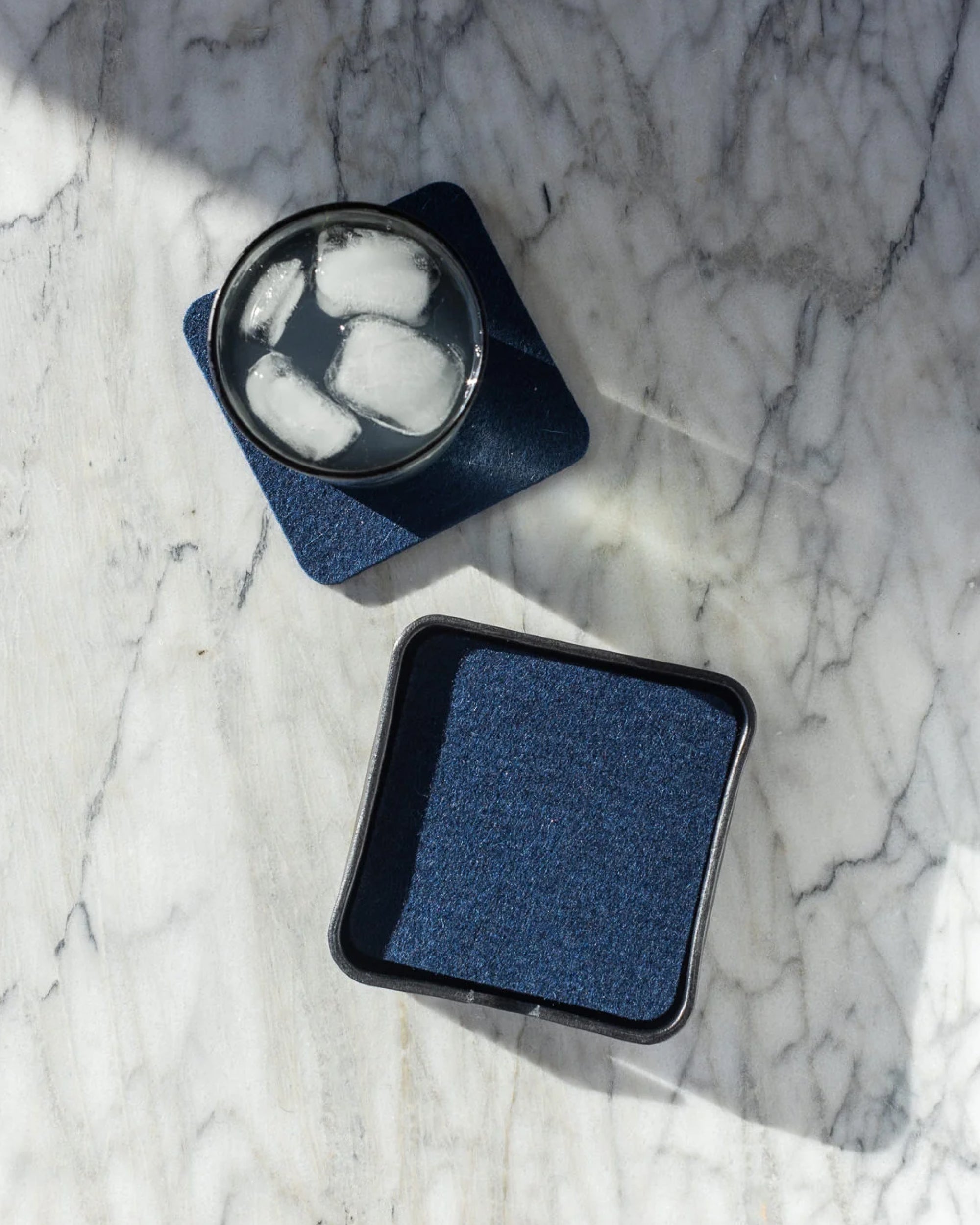 Kobon Leather/Merino Wool Square Tray 4 Pack Coaster Set