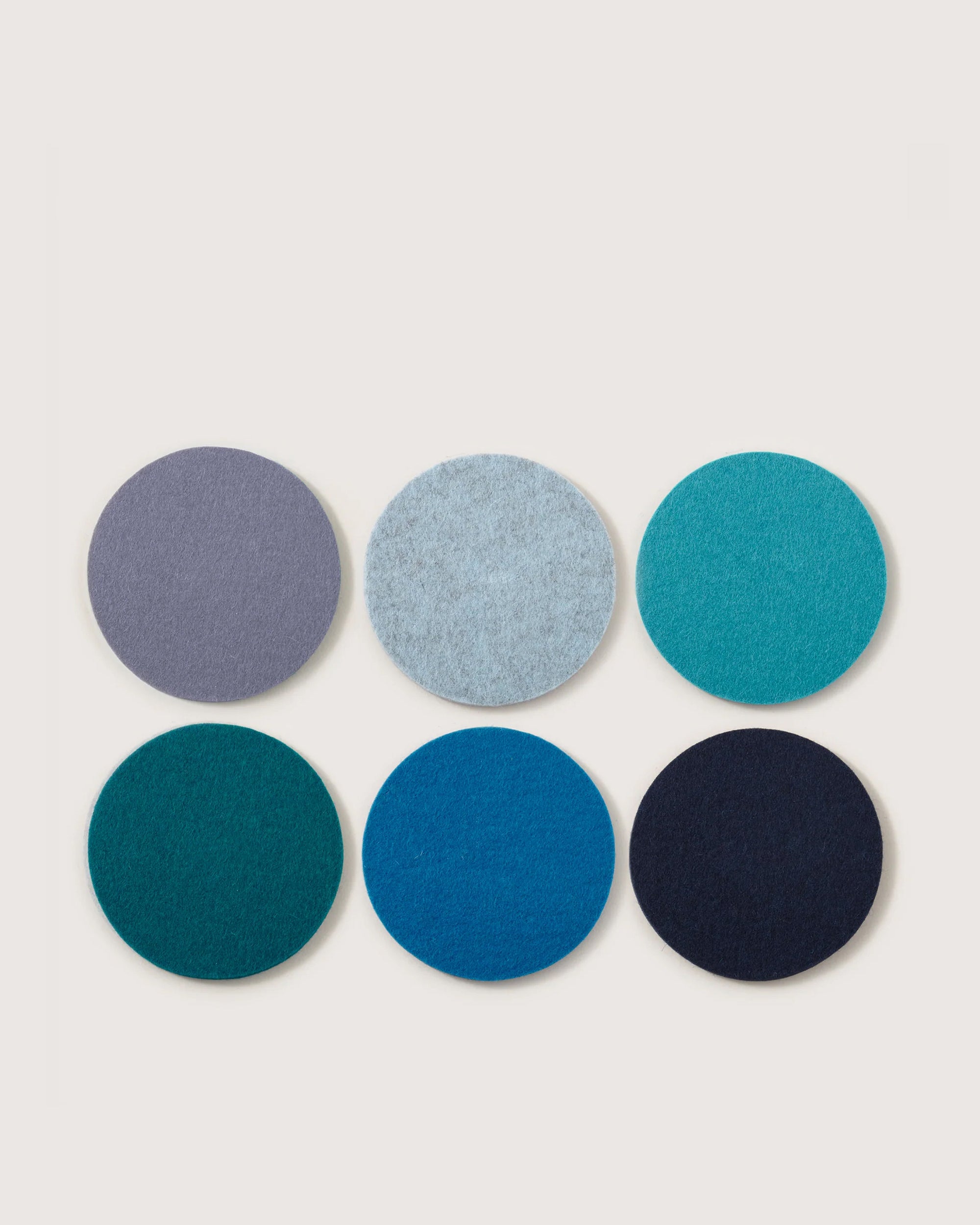 Kobon Leather/Merino Wool Round Tray 6 Pack Coaster Set