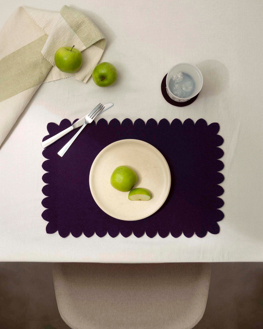 Crest Merino Wool Placemat - Aubergine