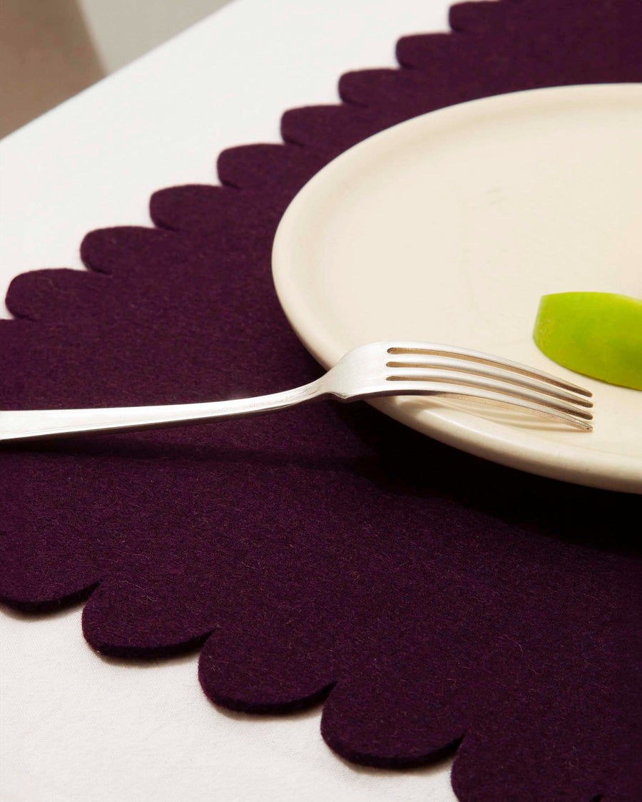 Crest Merino Wool Placemat - Aubergine